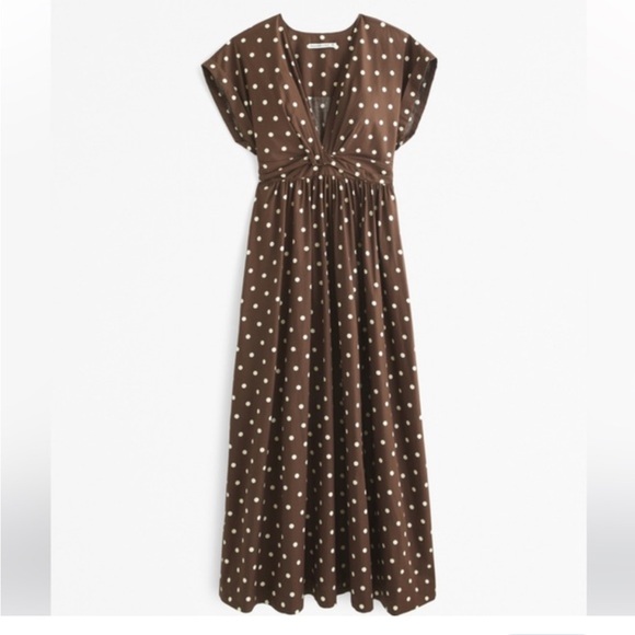Abercrombie & Fitch Dresses & Skirts - Abercrombie & Fitch Brown Polka Dot Midi Dress
